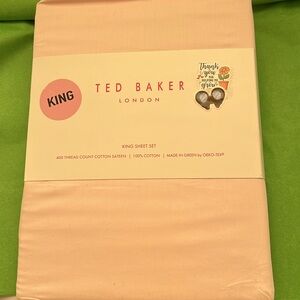 TED BAKER LONDON King Sheet Set, Pink 400TC 100% Cotton New